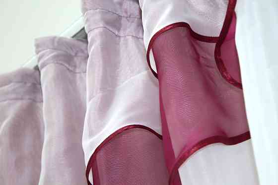 Кухонная занавеска VR-Textil № 114к ламбрекен и тюль бордовый с белым 270х170 см (52-0532) Киев