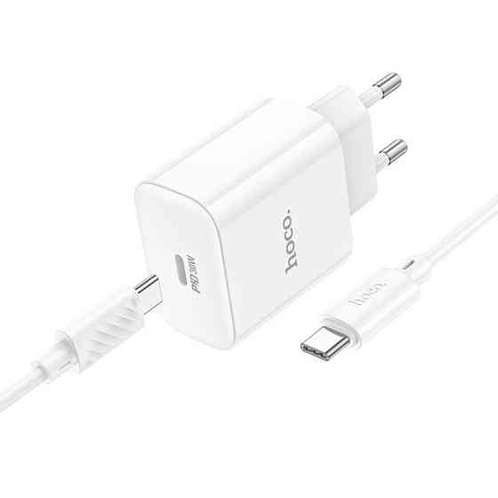 Мережевий зарядний пристрій з кабелем HOCO C76A Pro Majestic single port PD30W charger set (Type-C to Type-C)(EU) White Одеса