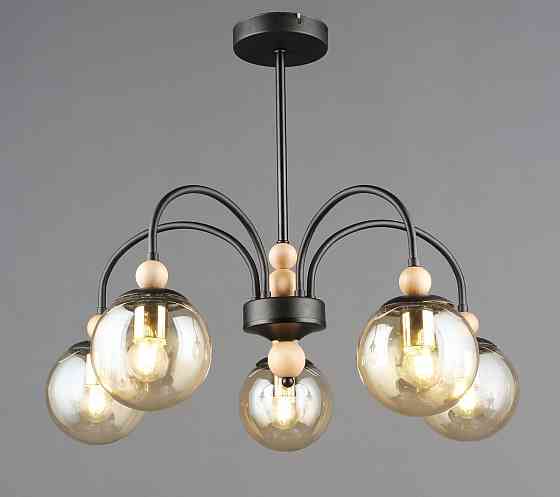 VALESO Люстра стельова на 5 плафонів N6618/5 Чорний+Дерево Коломыя