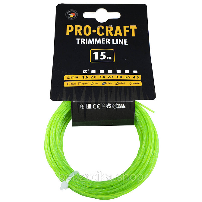 Волосінь спіраль Procraft 1.6мм 15м Киев - photo 1