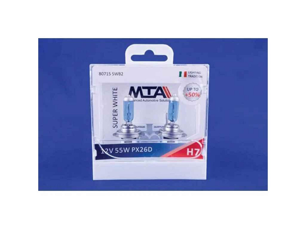 Автомобiльна лампа 12V H7 55W PX26D SUPER WHITE 50% (2шт) ТМ MTA Киев - изображение 1