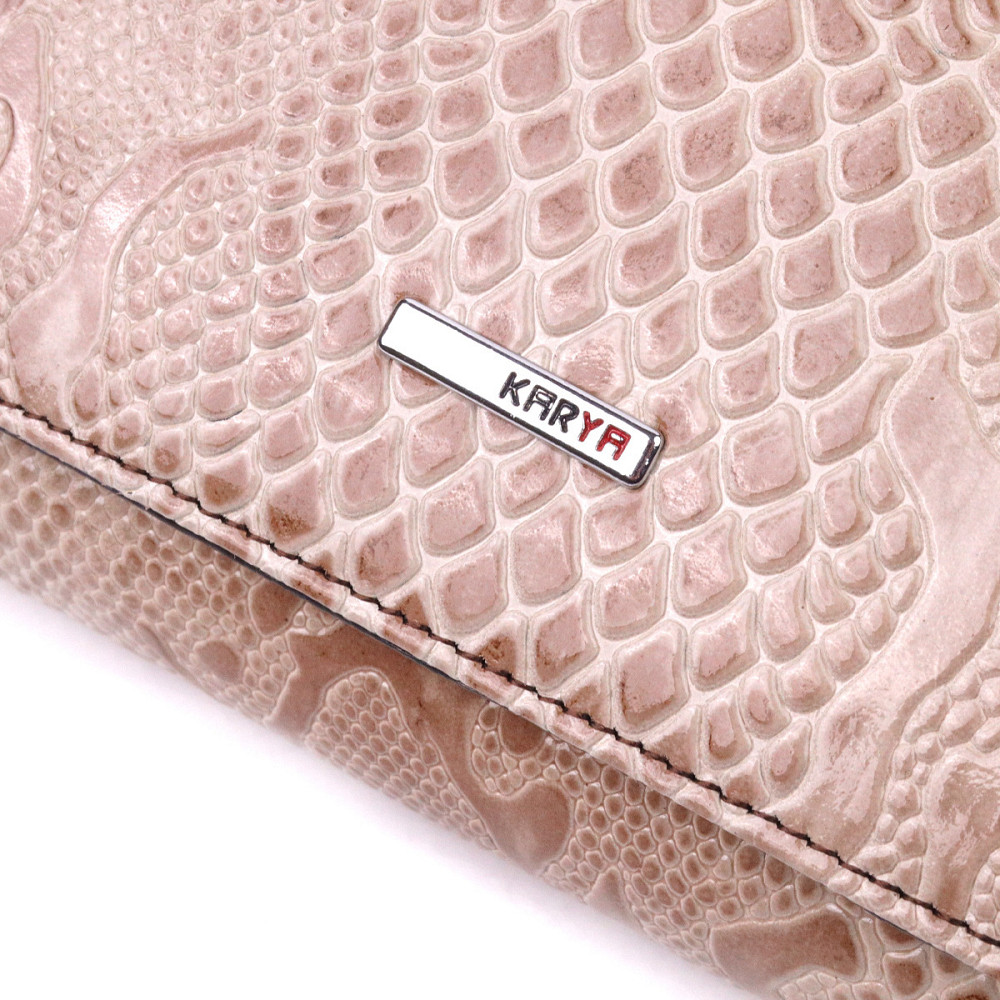 Чудовий жіночий портмоне з лакованої фактурної шкіри KARYA 21430 Бежевий Київ - фото 8