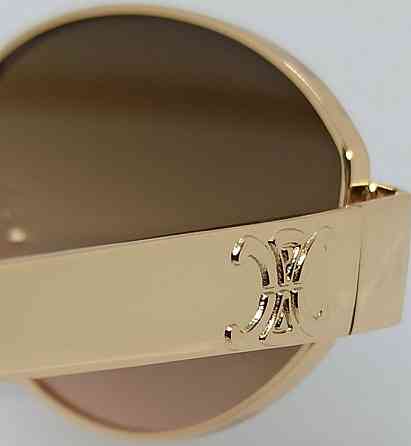 Брендовые женские очки овальные серо коричневый градиент в зол металле. Киев