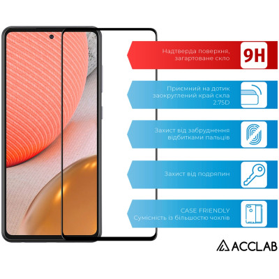 Скло захисне ACCLAB Full Glue Samsung A72 Black (1283126510557) Вінниця - фото 3