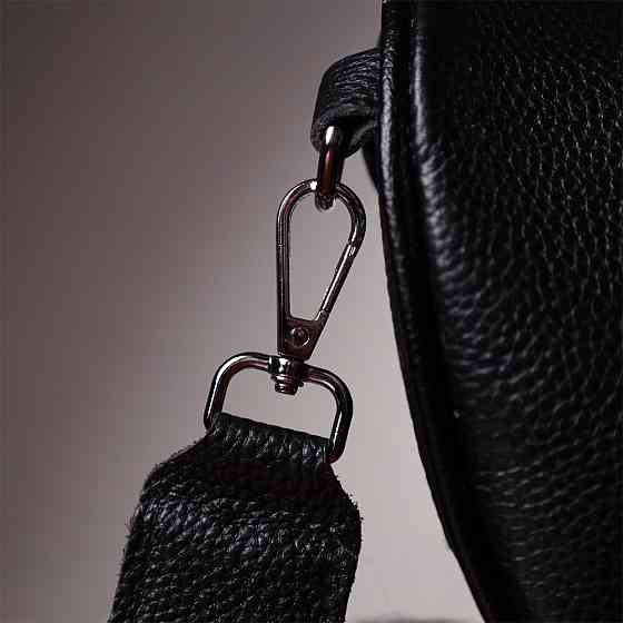 Жіноча сумка через плече в класичному кольорі з натуральної шкіри Чорний (Vintage) Київ