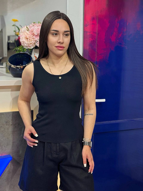 Майка женская A-N 2295 в рубчик с кулоном, черный, one size Киев - изображение 8