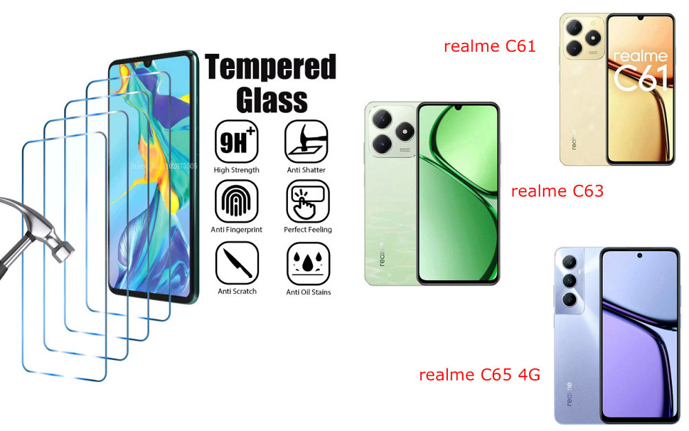 Захисне скло ArmorGlass для realme C61, realme C63, realme C65 4G – стійке до подряпин та ударів Київ - фото 1