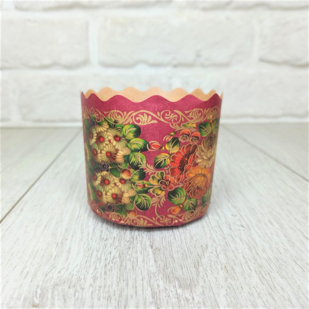 Паперова форма для пасок 70–100 г d70×h65 мм «Жостово», декоративна, 50 шт для випічки Харків - фото 9