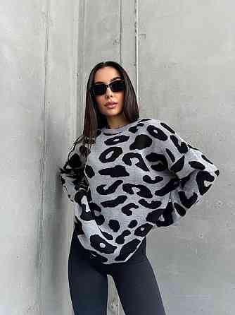 Жіночий принтований затишний оверсайз светр в'язка Одеса