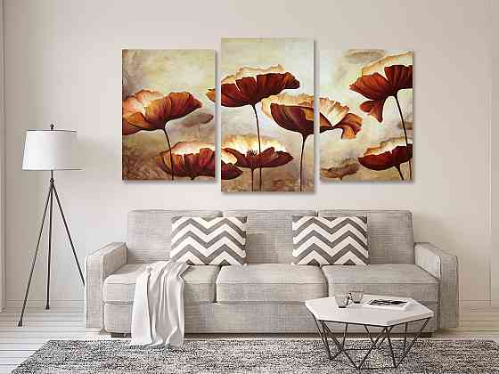 Модульная картина в гостиную / спальню Маки   Art-632_3 100x150 см Киев