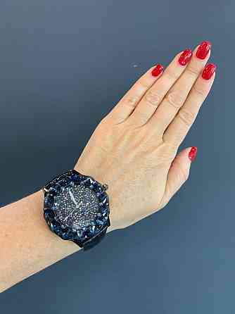Роскошные сверкающие Часы Swarovski с синими камнями Одесса