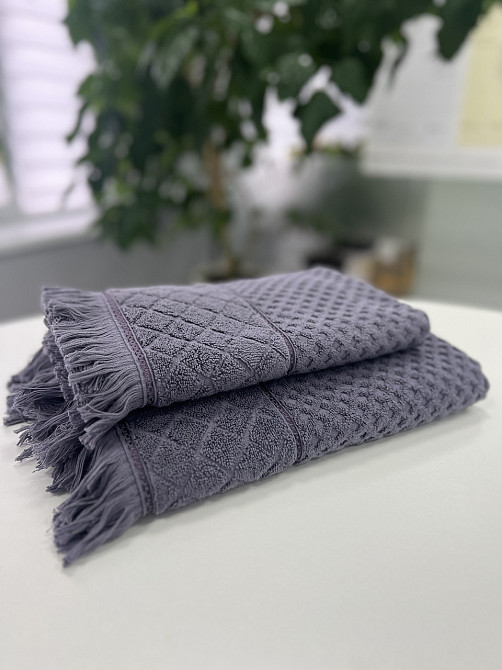 Акция! Махровое полотенце с тороками Ideal Textile 50х90 см Узбекистан 550 г/м2 графит Черновцы - изображение 2