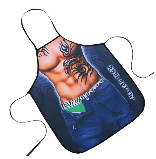 Фартук с приколом Мужчина с татту 73 на 57 см разноцветный Киев - изображение 4