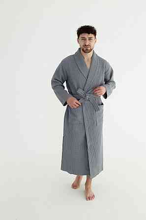 Чоловічий вафельний халат Ideal Textile довгий сірий (56860604) 3XL Чернівці