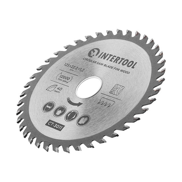 Диск по деревині, з твердосплавними напайками, 125×22,2×1,2 мм, 40 зубів, 12000 об/хв INTERTOOL CT-3011 Киев - изображение 4