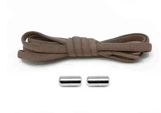 Шнурки эластичные полукруглые без завязок с металлическими застежками Коричневый Смела