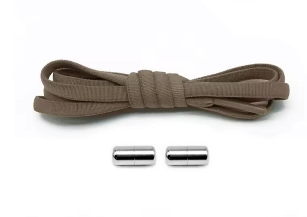 Шнурки эластичные полукруглые без завязок с металлическими застежками Коричневый Смела - изображение 1