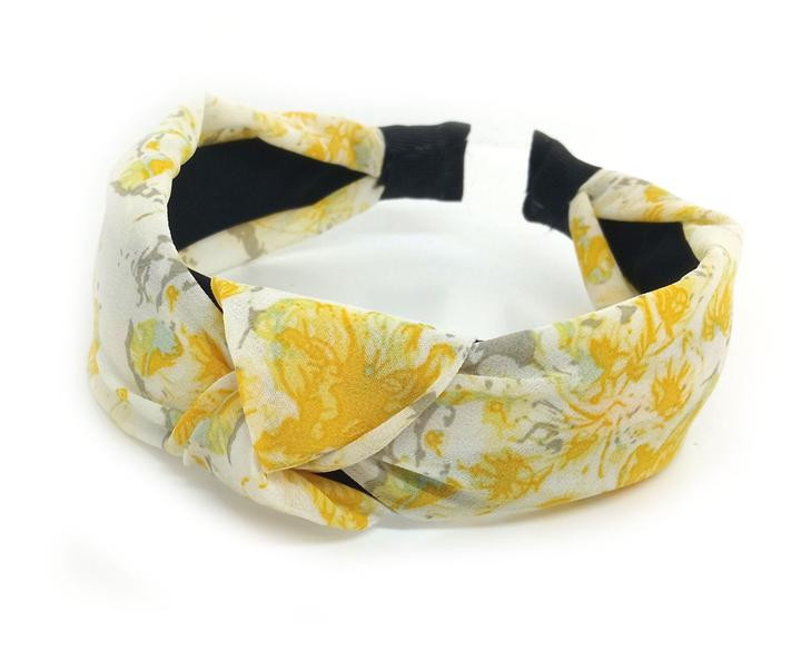 Обруч чалма для волос бело-желтый Киев - изображение 1