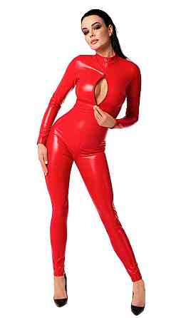 Комбінезон Noir Handmade F353 Red powerwetlook overall — L Sex Aura Київ