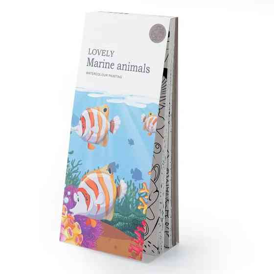 Альбом "Marine animls" для розфарбовування з акварельними фарбами розмальовка з пензликом для творчості Кам'янець-Подільський