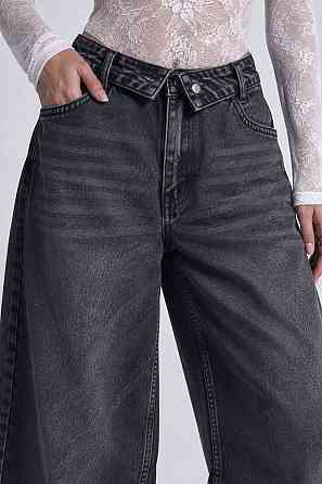 Джинсы женские It’s Basic 4545-2W6-1 straight fit baggy широкие с отвернутым поясом черные, черный, 42, 42, 90 см, 117 см Киев