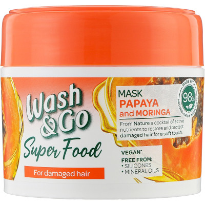 Маска для волос Wash&Go Super Food с папаей и морингой 300 мл (8008970053110) Винница - изображение 1