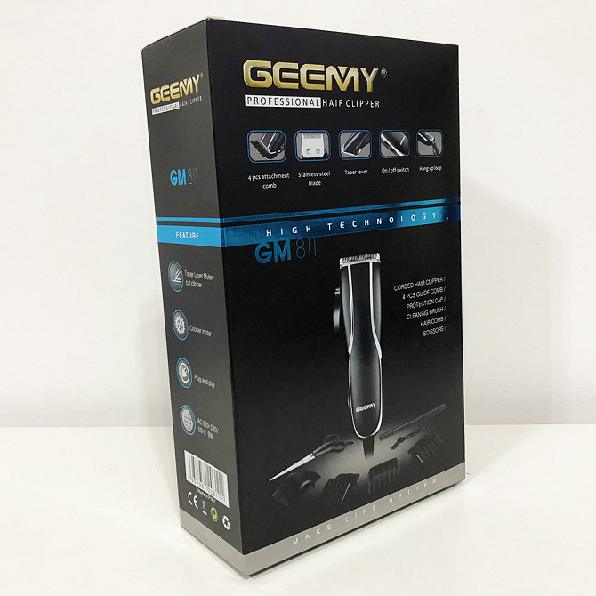 Надійна машинка для стрижки GEMEI GM-811, Професійна машинка для стрижки голови, Тример ZV-155 для скронь Київ - фото 4