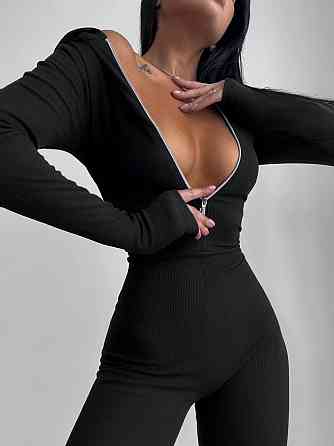 Жіночий теплий комбінезон із капюшоном ангора рубчик на флісі 46/48 Одеса