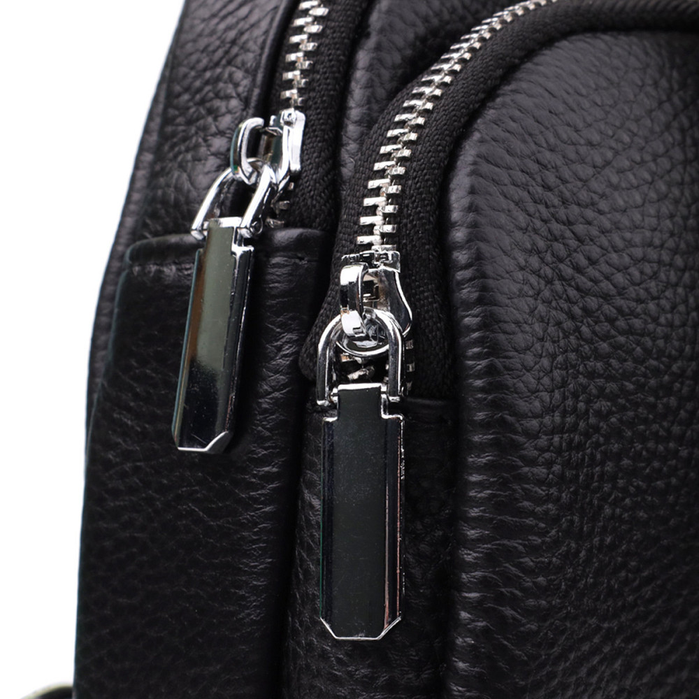 Жіноча сумка слінг із натуральної шкіри Vintage 22935 Чорний Київ - фото 5