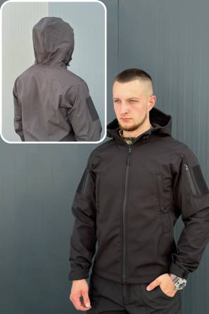 Тактическая ветрозащитная куртка черная осенняя штурмовая водоотталкивающая куртка для военнослужащих   M WAR Львов
