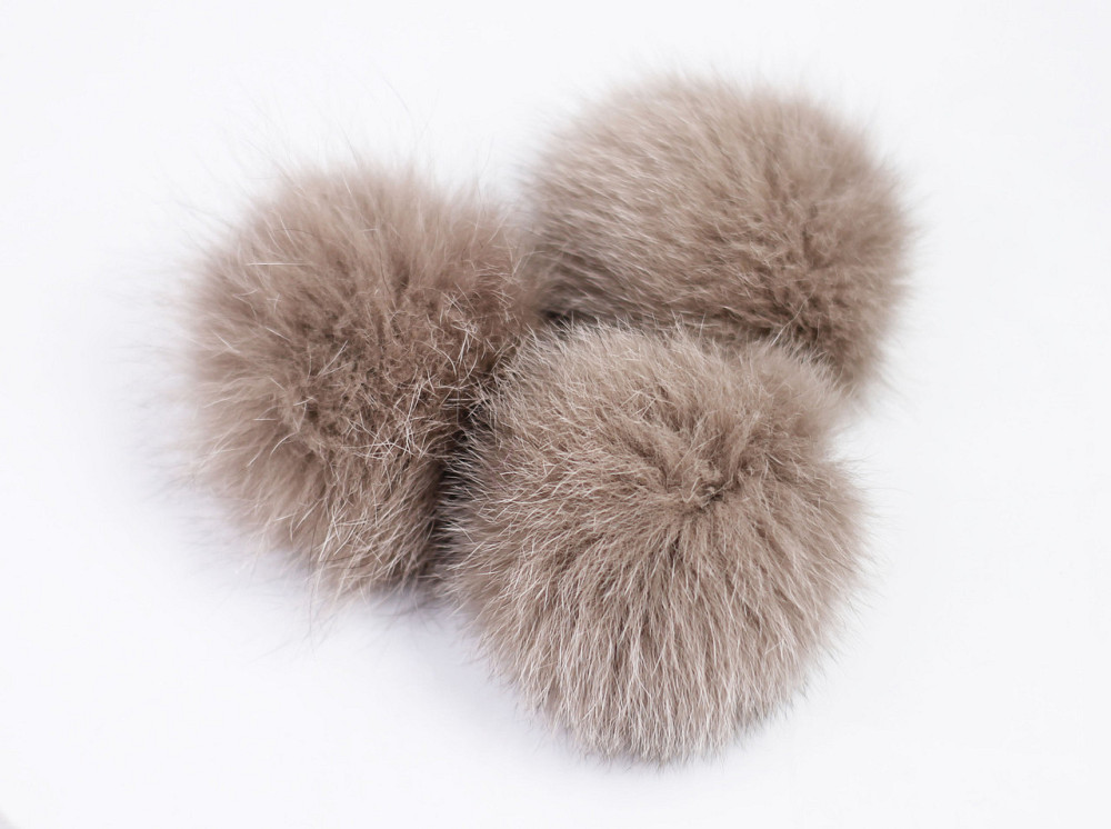 Помпони з натурального хутра песця на шапку 10-12см Кофе Харків - фото 1