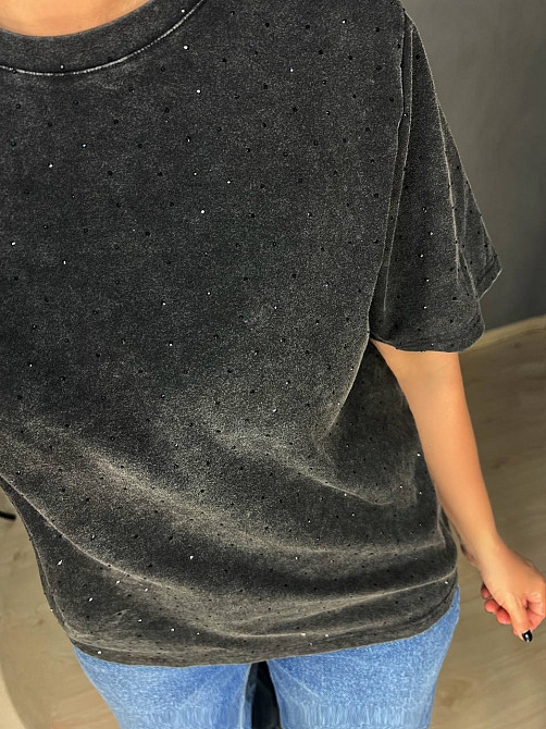 Футболка женская A-N 2668 вареная тай дай оверсайз с камешками черная, черный, one size Киев - изображение 17