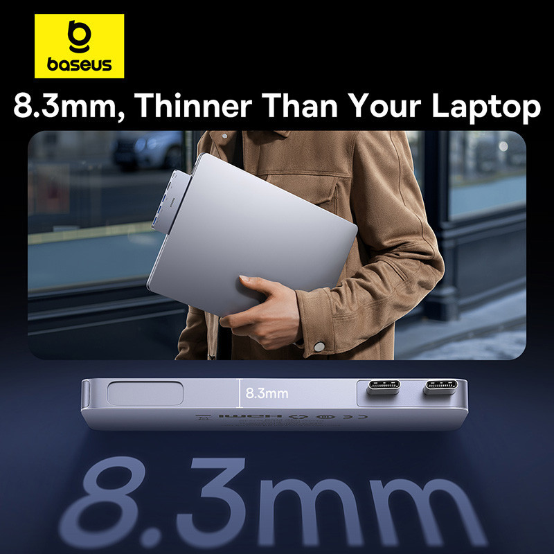 USB-хаб Baseus UltraJoy Series 5-Port HUB Space Grey (USB-C*2 to USB-C 40Gbps*1+HDMI 4K@30Hz*1+USB3.0*3） Одеса - фото 10
