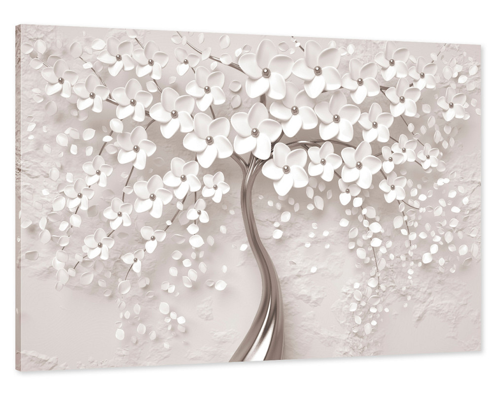 Картина холст у вітальню / спальню Дерево білі квіти     MLP_15  ( 60х30см ) 80x120 см Київ - фото 1