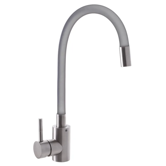 Кухонный смеситель серый с силиконовым изливом Mixxus SUS 011 (SS2799) Киев