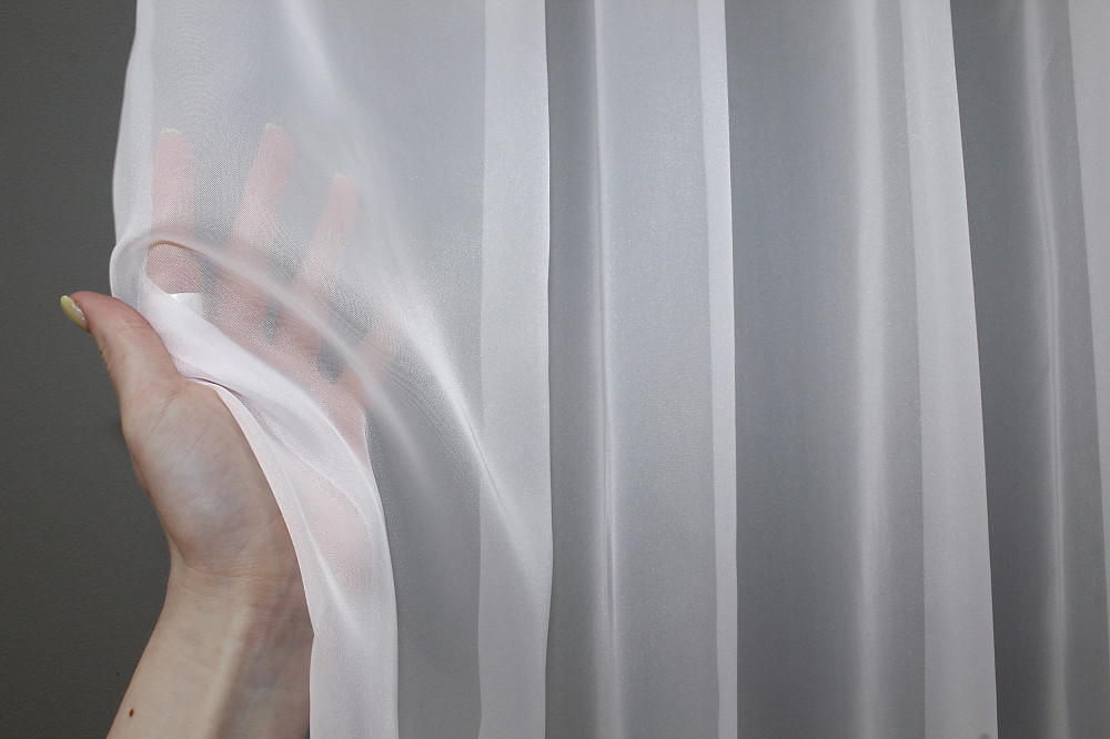 Тюль с тесьмой карандаш VR-Textil н101 Шифон однотонный Белый 500х250 см (44-029) Киев - изображение 6