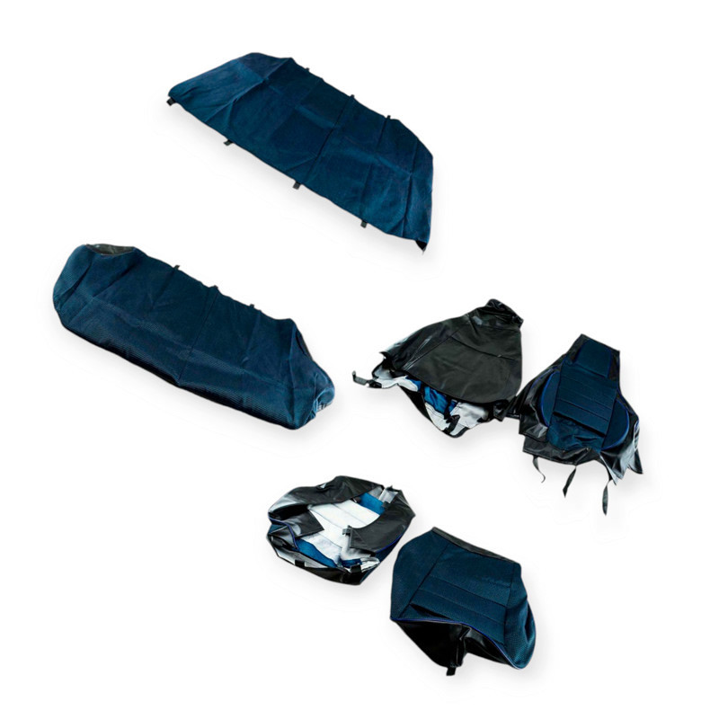 Чохли ваз 2107, 2104 (сід. 2107) "пілот" сині шкірозамінник+тканина салону Мукачево - фото 1