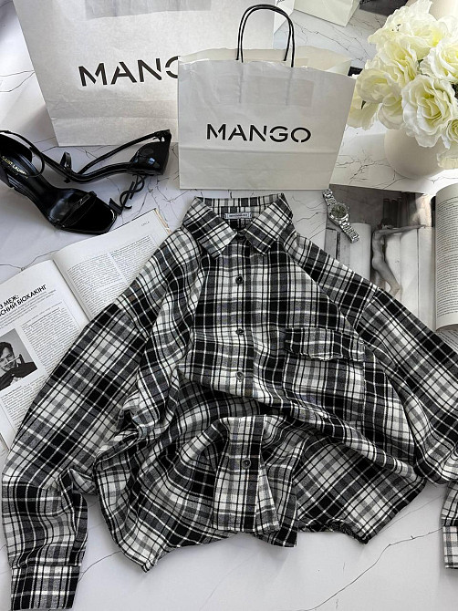 Жіноча тепла оверсайз сорочка в клітинку на ґудзиках кашемір Чорний Одеса - фото 10