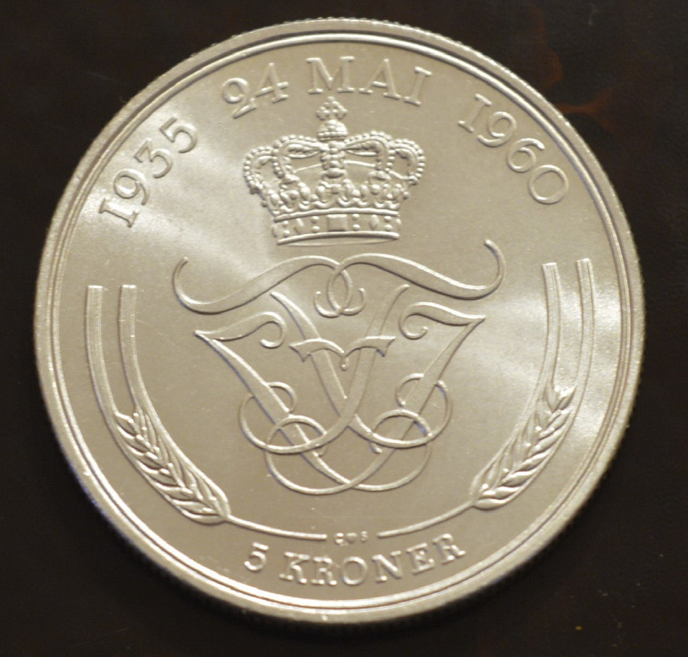 Дания 5 крон 1960 г (Серебро) 5 Полтава - изображение 1