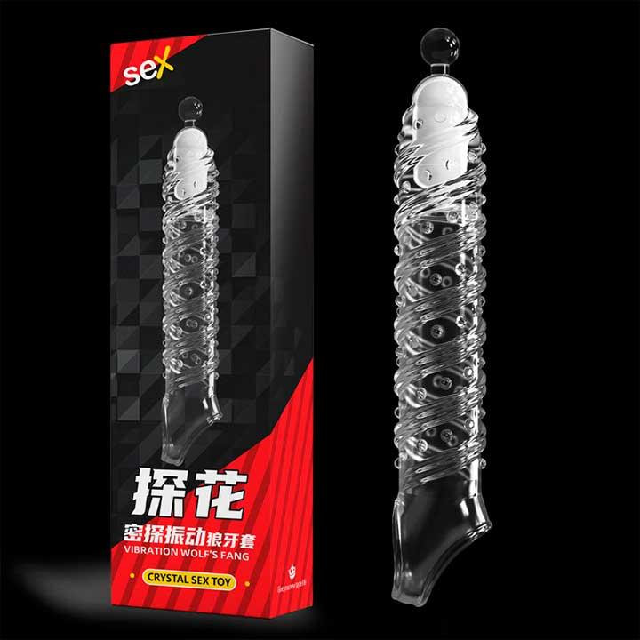 Насадка с вибрацией для увеличения пениса Crystal Skin Penishulle Vibro - Прозрачный Винница - изображение 1