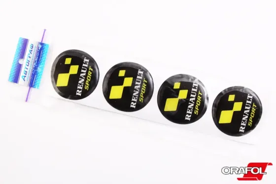 Наклейка на колпак 55ммм силикон Renault Sport жовта Автограф (4 шт). Вінниця