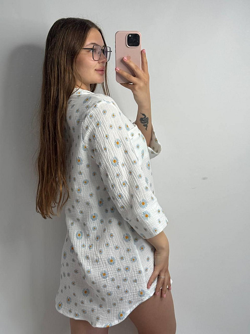 Женская муслиновая ночная сорочка Ромашки XS-S Харьков - изображение 2