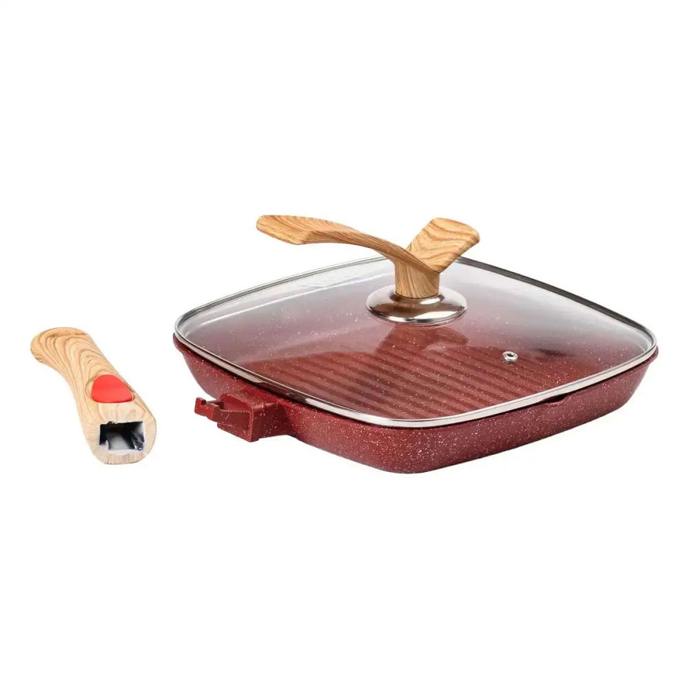 MGC Алюмінієва сковорода-гриль 24 см зі скляною кришкою Square Red MGC HP-4-461R Киев - изображение 6