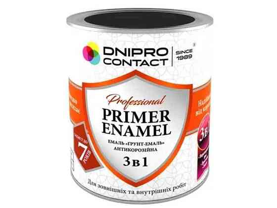 Грунт-емаль чорний матовий 0,9кг 3 в 1 ТМ DNIPRO CONTACT Київ