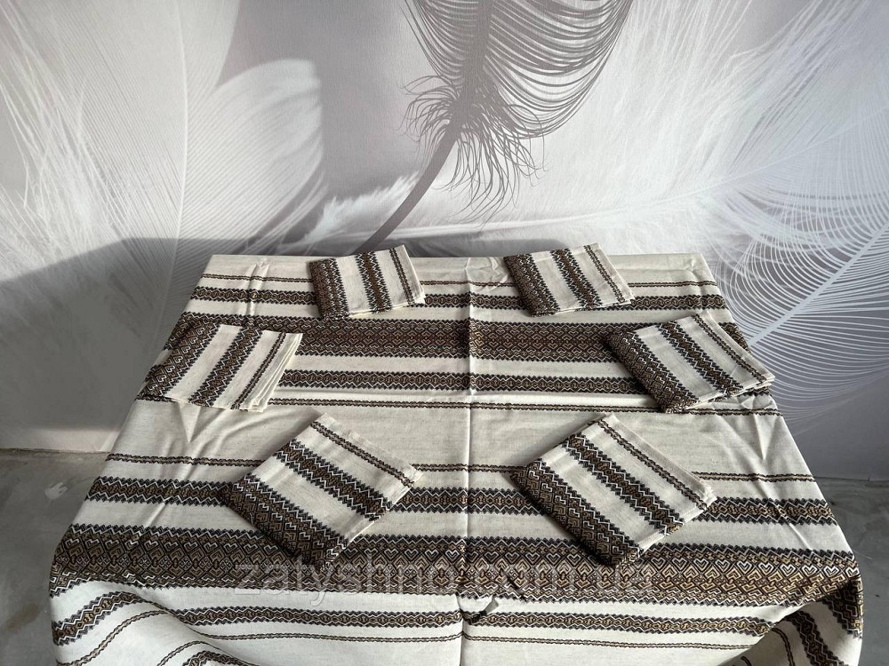 Кофейная   вышитая скатерть с салфетками Киев - изображение 3