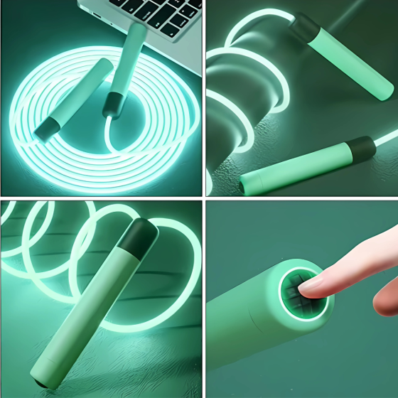 Скакалка сяюча світлодіодна для дітей і дорослих 2.8 м з LED-підсвіткою для занять спортом, зелена Кам'янець-Подільський