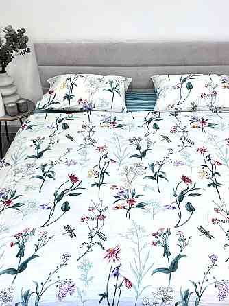 Ecotton Комплект постільної білизни Ecotton двоспальний 180х215 см сатин білий Квіти (рис. 2430 Киев