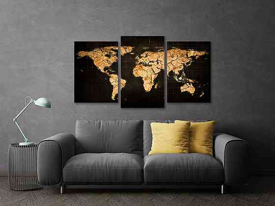 Модульная картина в гостиную / спальню   Мапа світу Art-725_3 Киев