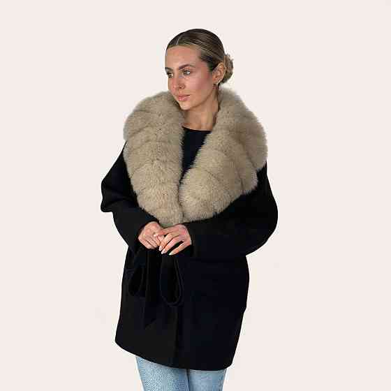 Женское пальто с меховым воротником Черный, 42 Харьков