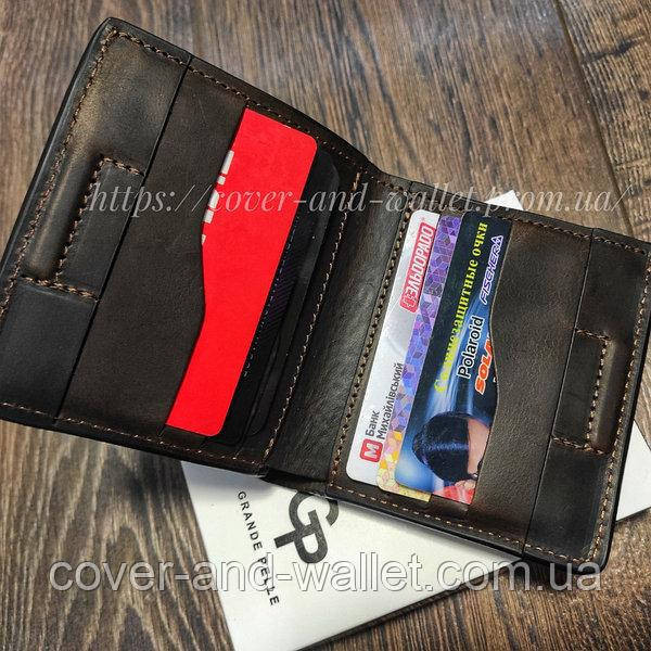 Компактний вертикальний портмоне на магнітах із натуральної шкіри Grande Pelle Lettera Київ - фото 2